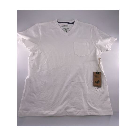 Alexander Julian Tshirt Mens Small White Organic Preppy Short Sleeve Pullover - Picture 1 of 7